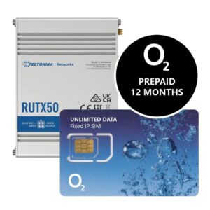 rutx50 with O2 Prepaid Unlimited fixed IP SIM Card bundle