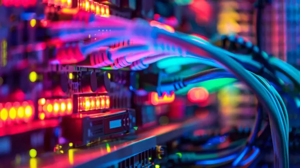 a light up router showing network connections